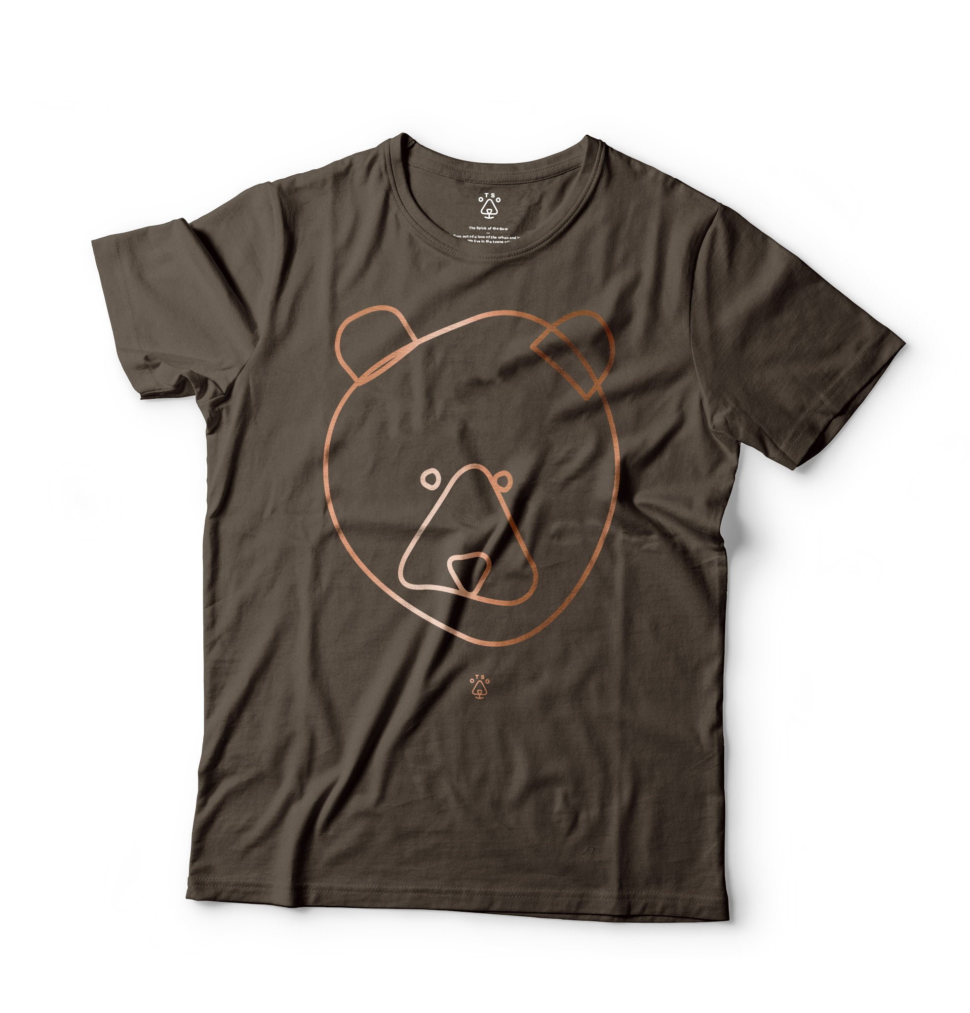 Otso Bear Faced Organic Cotton T-shirt: Mocha and Metallic Copper image 0