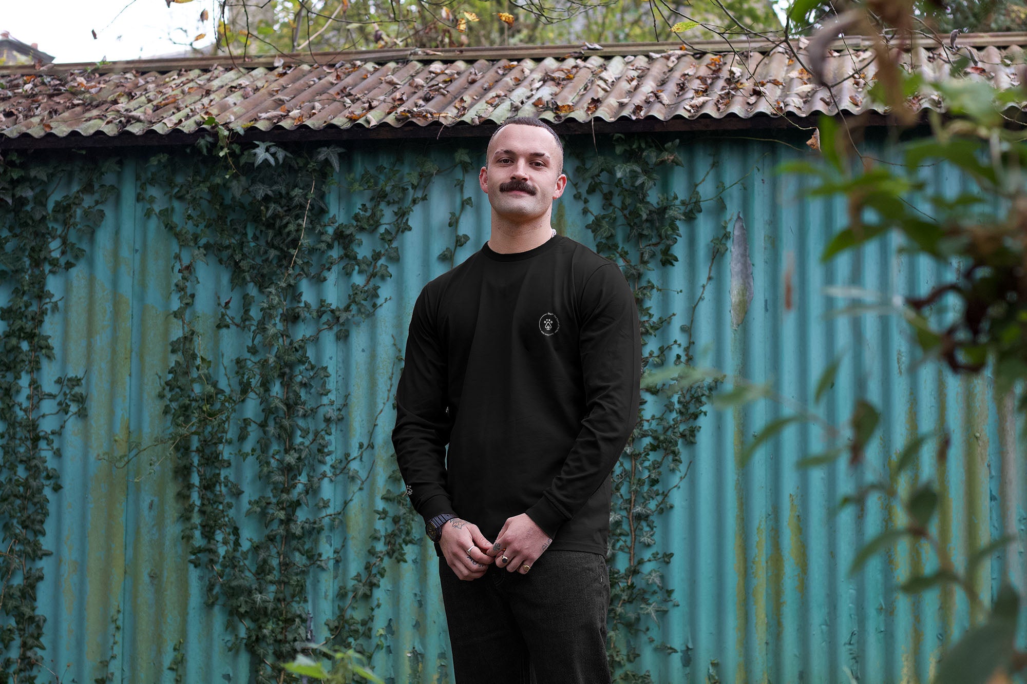 Otso Black Organic Cotton Long Sleeve T-Shirt image 2