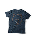 Otso Bear Faced Organic Cotton T-shirt: Deep Teal and Metallic Copper