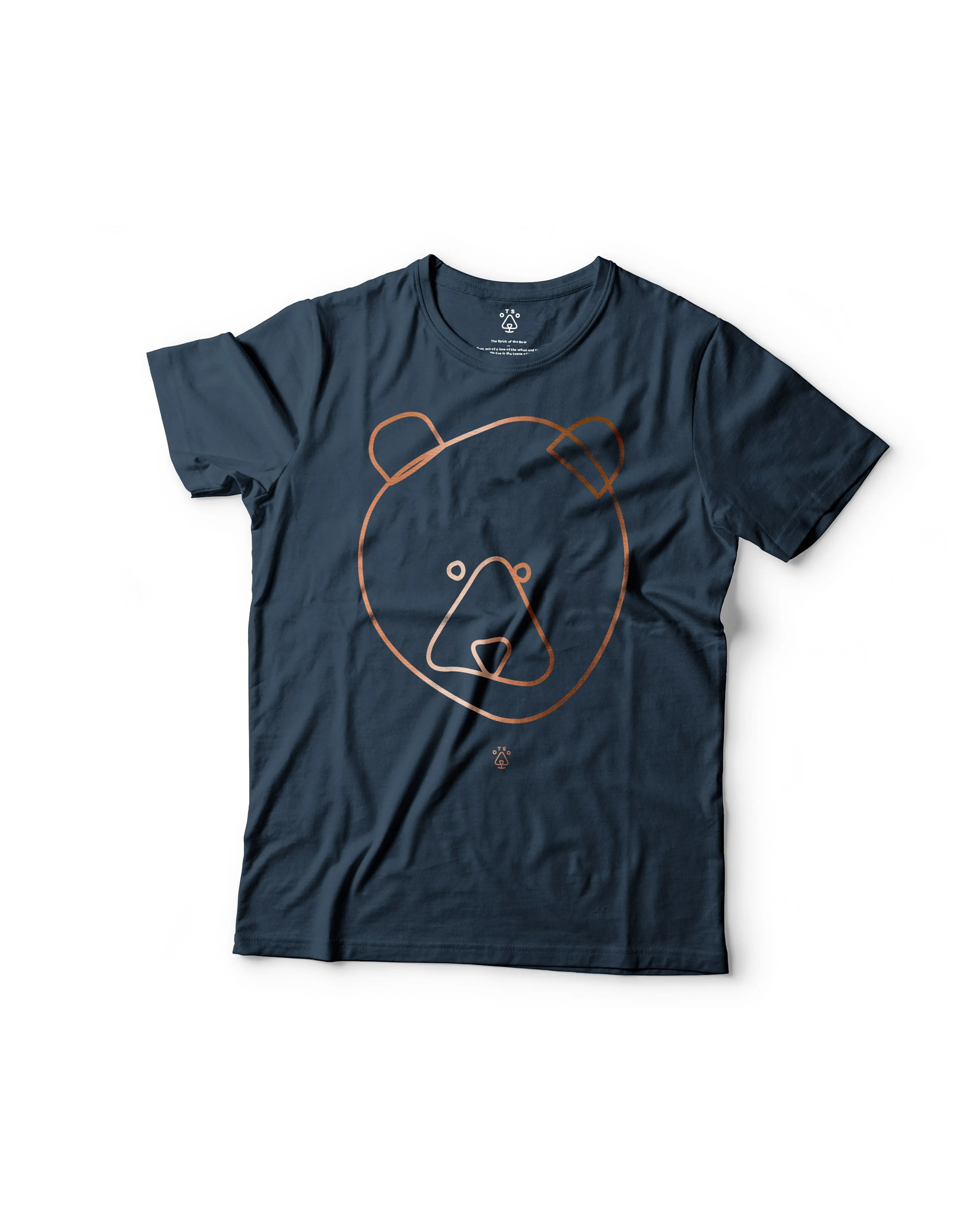 Otso Bear Faced Organic Cotton T-shirt: Deep Teal and Metallic Copper