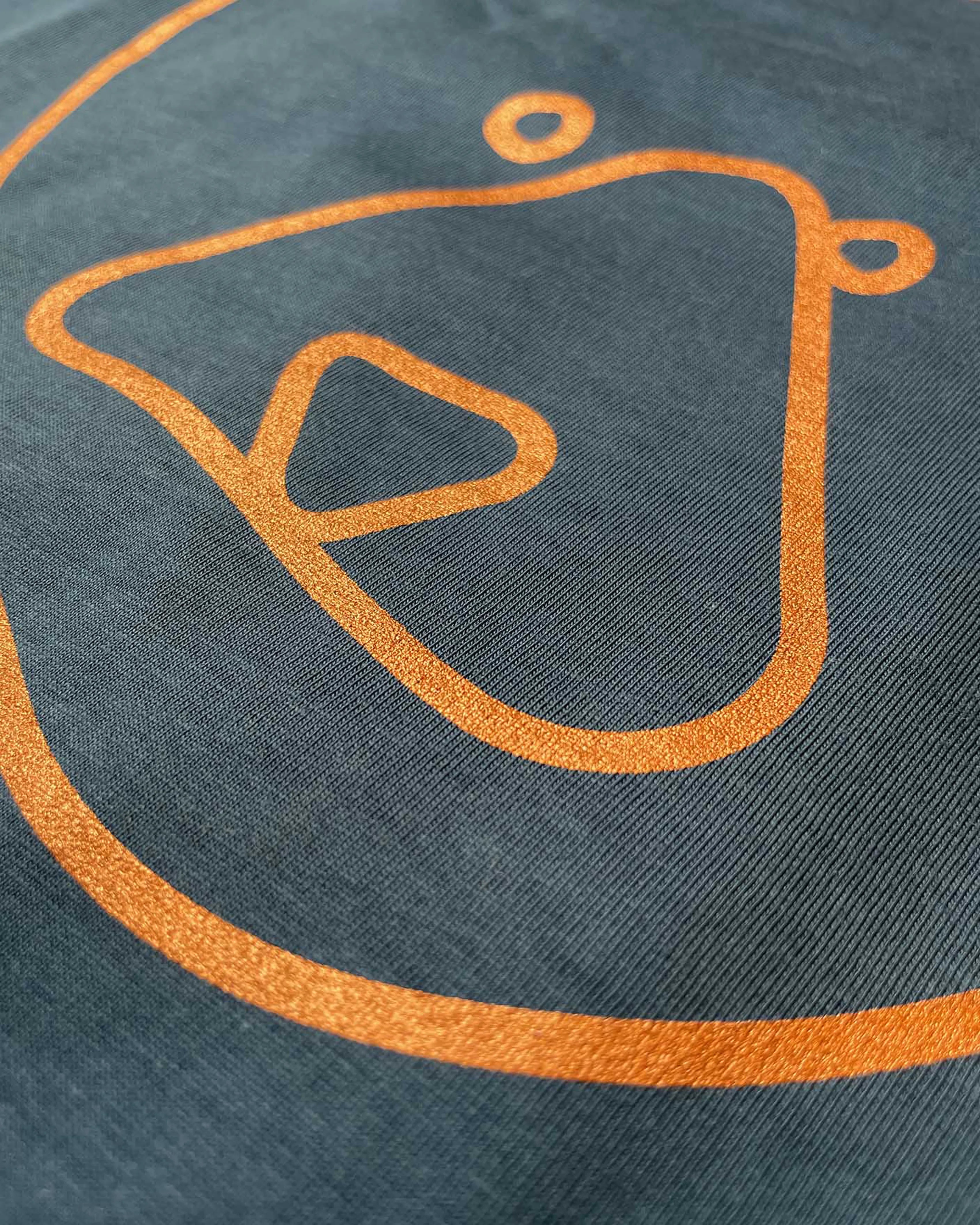 Otso Bear Faced Organic Cotton T-shirt: Deep Teal and Metallic Copper