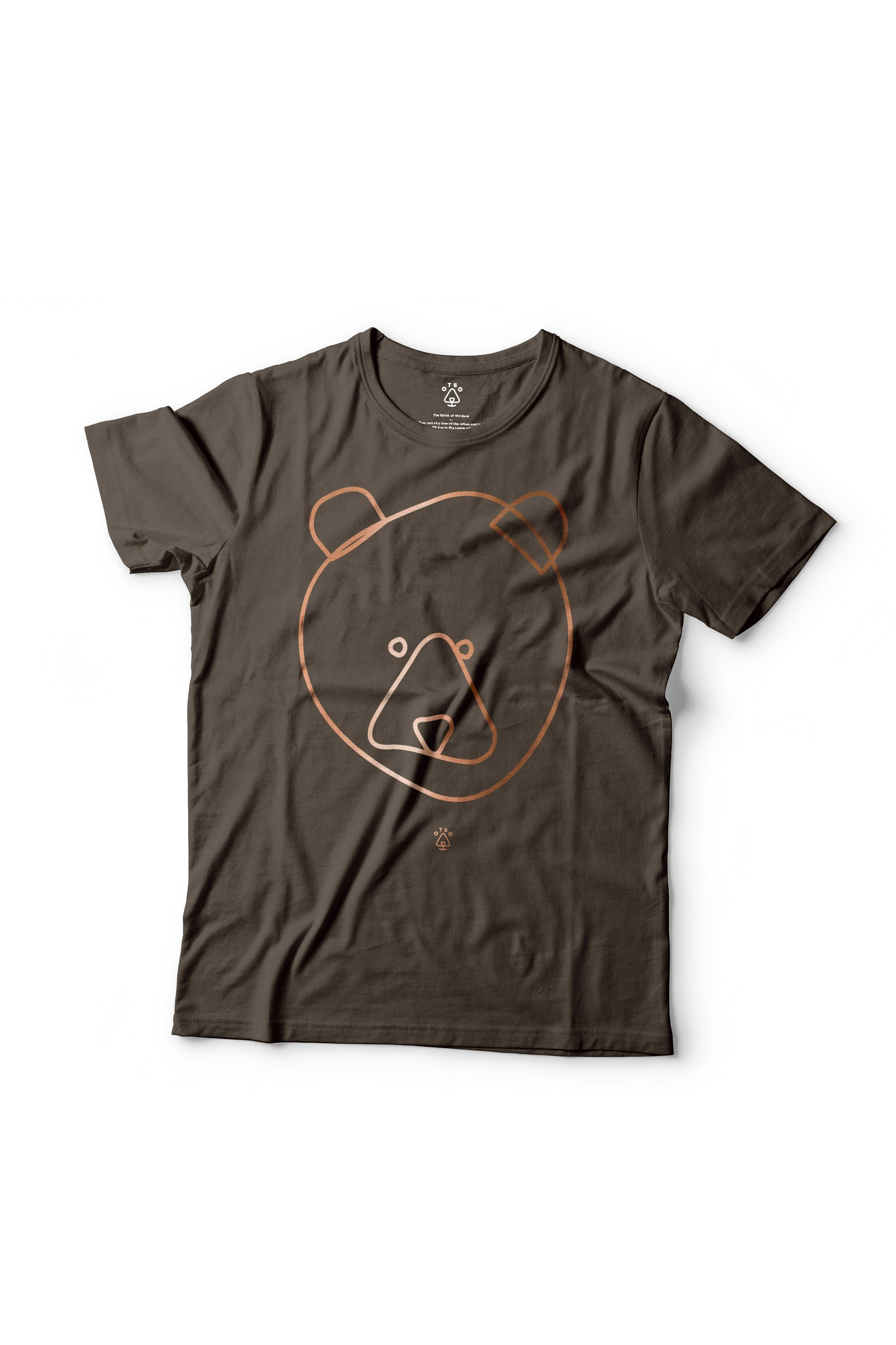 Otso Bear Faced Organic Cotton T-shirt: Mocha and Metallic Copper