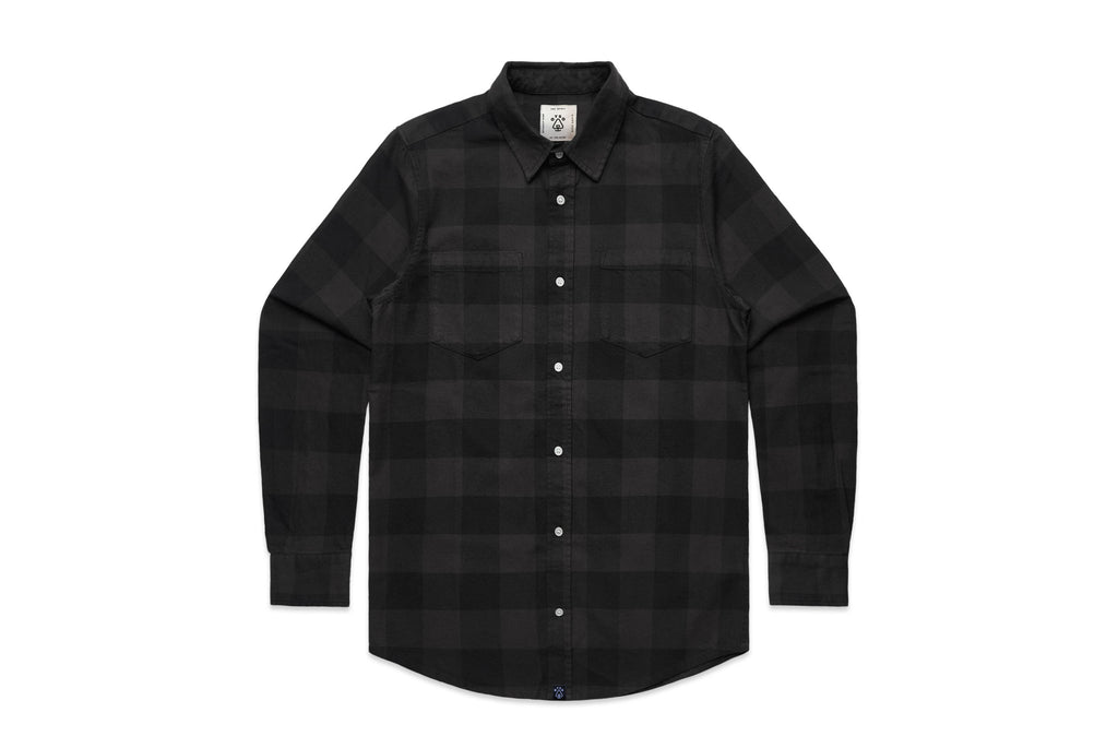 Otso Charcoal & Black Check Cotton Flannel Shirt image 0