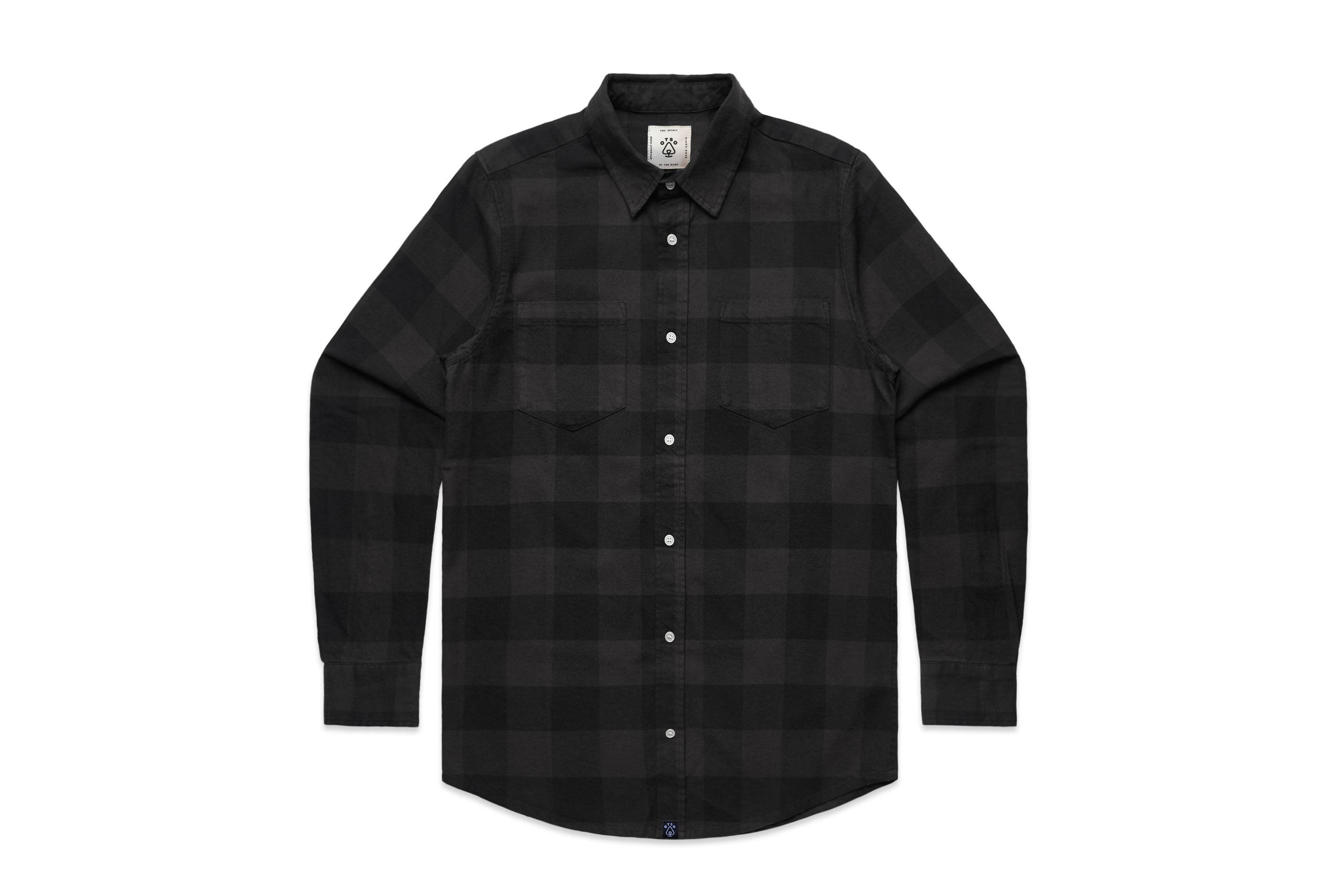 Otso Charcoal & Black Check Cotton Flannel Shirt image 0