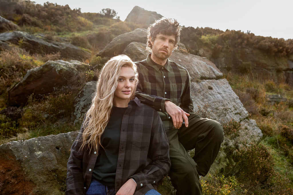 Otso Charcoal & Black Check Cotton Flannel Shirt image 4