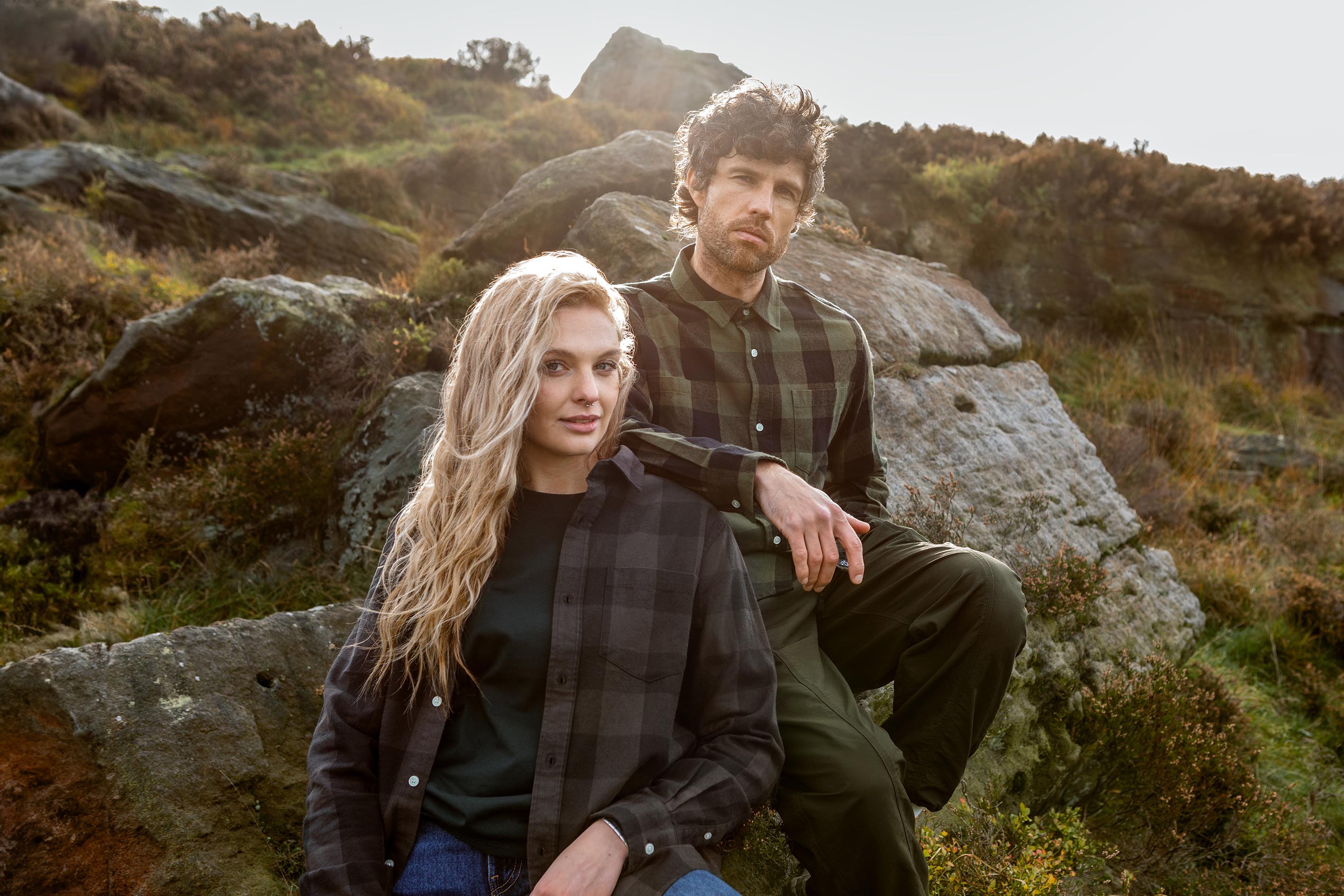 Otso Charcoal & Black Check Cotton Flannel Shirt image 4